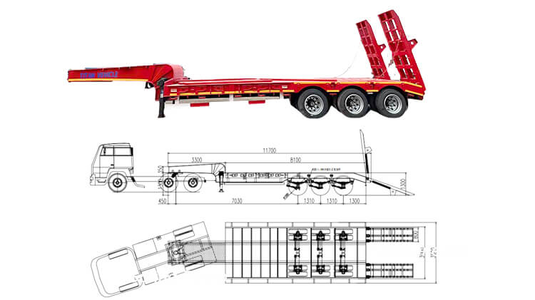 3 Axle 60ton Semi Low Bed Trailer for Sale Price in Malawi