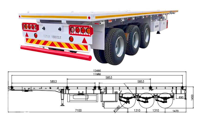 3 Axle Flatbed Tractor Trailer | Flatbed Truck Trailer for Sale in Malawi