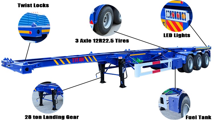 3 Axle 40 Ft Container Chassis Trailer for Sale in Malawi