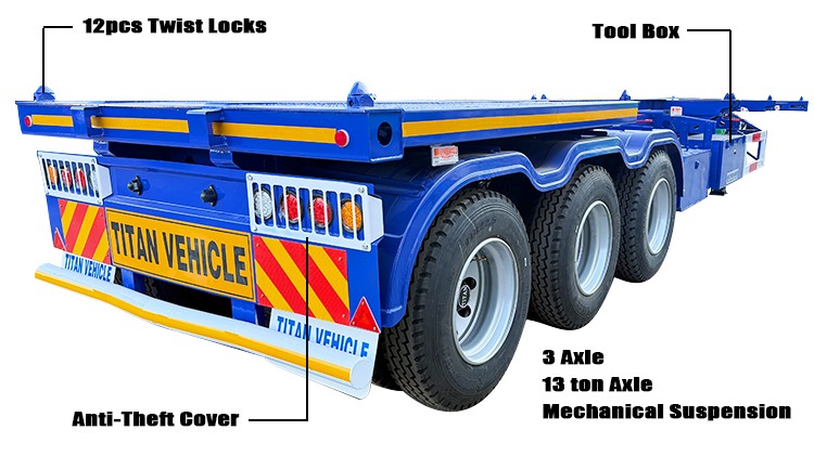 3 Axle 40 Ft Container Chassis Trailer for Sale in Malawi