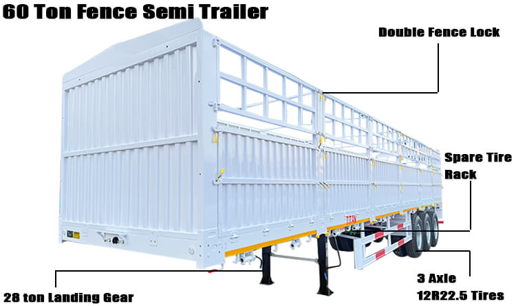 3 Axle Fence Semi Trailer for Sale in Malawi