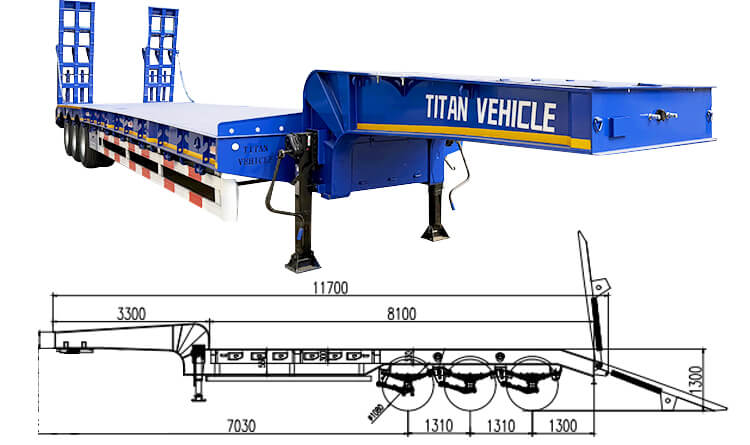 3 Axle 60 Ton Lowbed Semi Trailer for Sale in Malawi