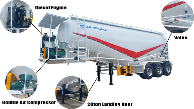 3 Axle Bulk Cement Tanker Trailer for Sale in Malawi