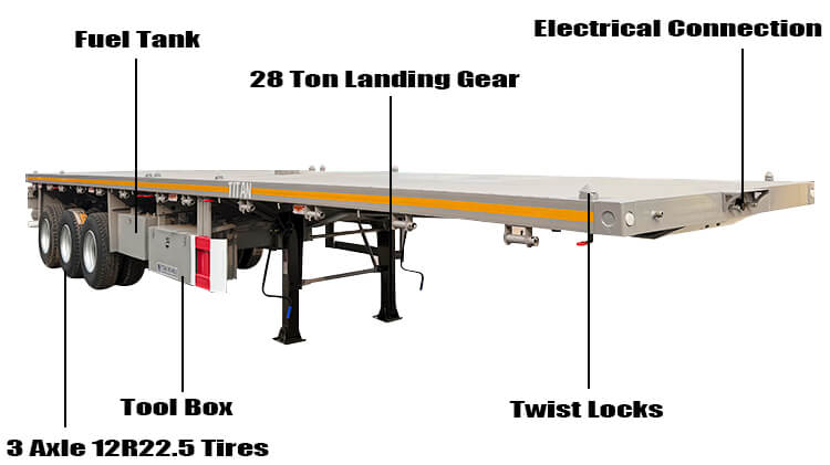 40 Ft Tri Axle Flatbed Truck Trailer for Sale in Malawi