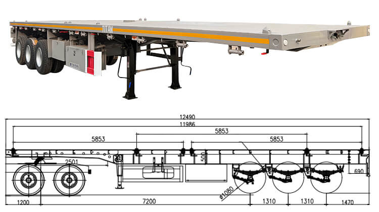 40 Ft Tri Axle Flatbed Truck Trailer for Sale in Malawi