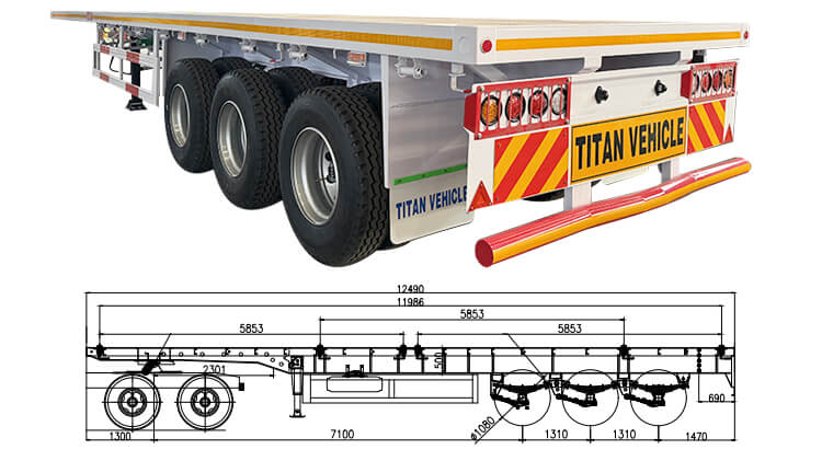 Heavy Duty 3 Axle Flatbed Trailer for Sale in Malawi